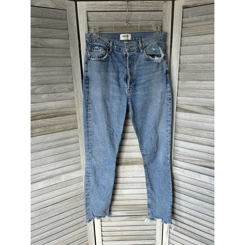 AGOLDE Jeans Women's 26 High Rise Slim Ankle Murmur Button Fly Raw Edge Hem